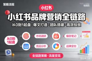 小红书品牌营销全链路,从0到1起盘、爆文打造、团队搭建到高效投放的全链路策略-八瞄副业网