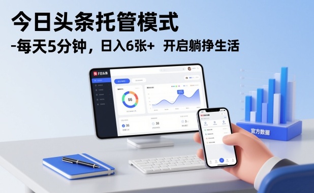 今日头条托管模式，每天5分钟，日入6张+，开启躺挣生活【揭秘】-八瞄副业网