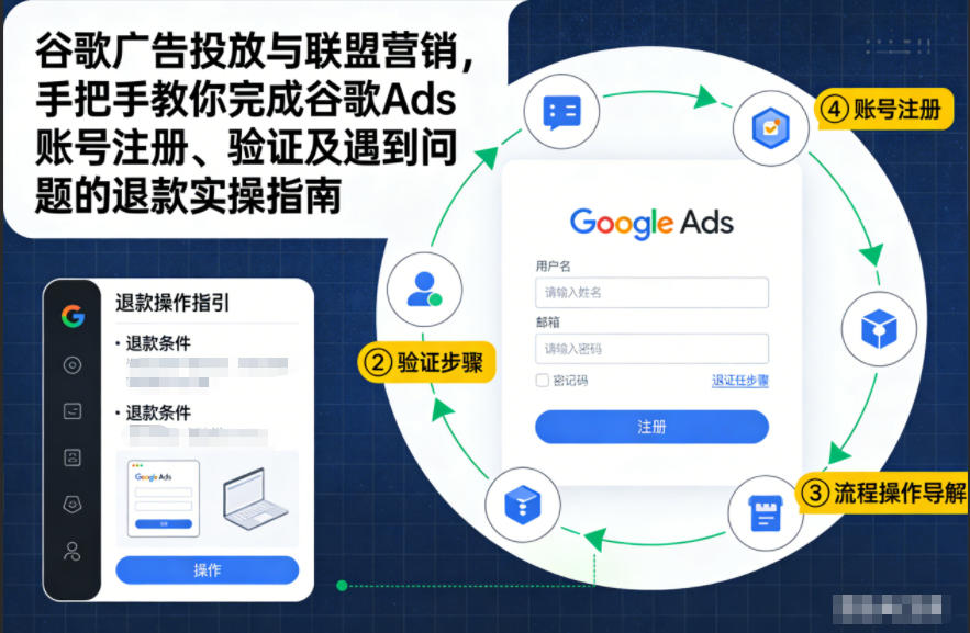 谷歌广告投放与联盟营销,手把手教你完成谷歌Ads账号注册、验证及遇到问题的退款实操指南-八瞄副业网