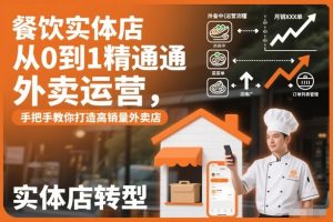餐饮实体店从0到1精通外卖运营,手把手教你打造高销量外卖店-八瞄副业网