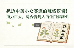 扒透中药小众赛道的賺米逻辑，潜力巨大，适合普通人的低门槛副业-八瞄副业网