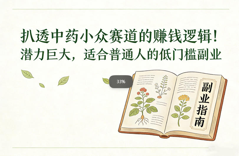 扒透中药小众赛道的賺米逻辑，潜力巨大，适合普通人的低门槛副业-八瞄副业网