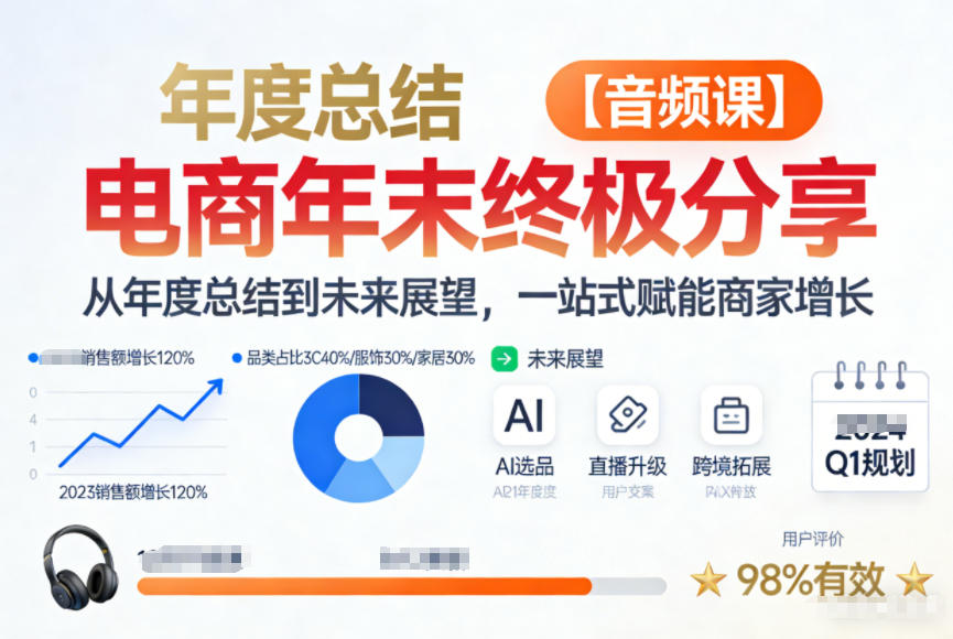 电商年未终极分享，从年度总结到未来展望，一站式赋能商家增长【音频课】-八瞄副业网