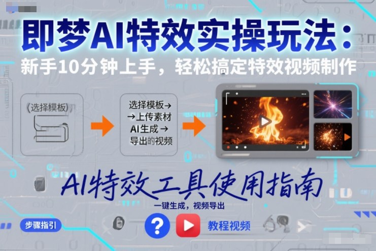 即梦AI特效实操玩法：新手10分钟上手，轻松搞定特效视频制作-八瞄副业网