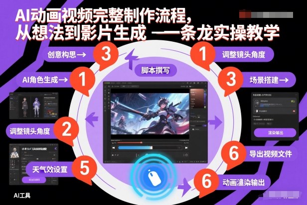 AI动画视频完整制作流程，从想法到影片生成一条龙实操教学-八瞄副业网