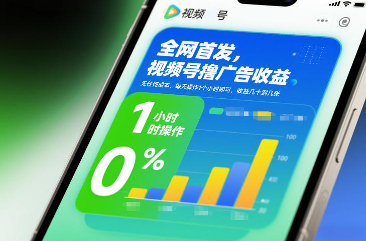 全网首发，视频号撸广告收益，无任何成本，每天操作1个小时即可，收益几十到几张-八瞄副业网
