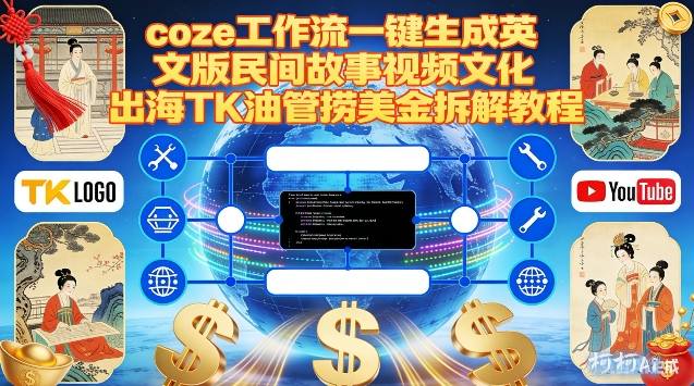 Coze扣子工作流一键生成英文版民间故事视频，文化出海TK油管捞美金拆解教程-八瞄副业网