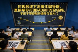 短视频线下系统化编导课，直接帮你打通从0到1的全链路，手把手带你敲开编导行业大门-八瞄副业网