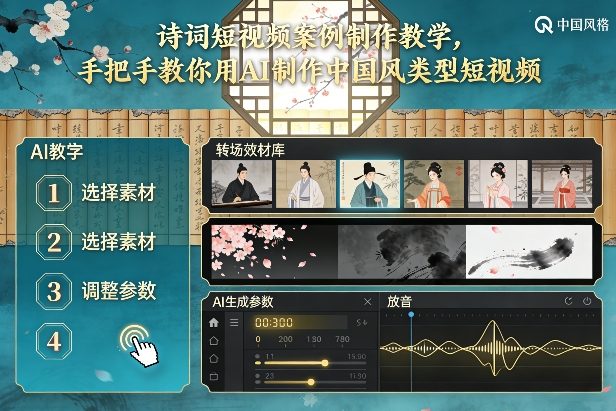 古诗词短视频案例制作教学，手把手教你用AI制作中国风类型短视频-八瞄副业网