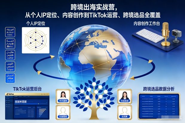 跨境出海实战营，从个人IP定位、内容创作到TikTok运营、跨境选品全覆盖-八瞄副业网