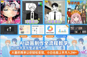 AI动画制作全流程教学，从0到完成完整动画作品，大量的商单让你轻松变现，小白也能上手月入2W+-八瞄副业网