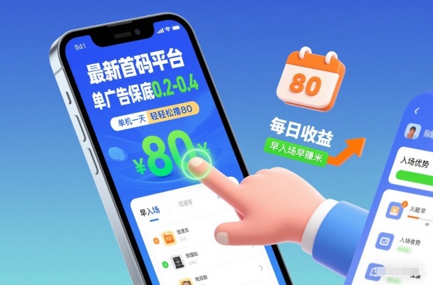 最新首码平台，单广告保底0.2-0.4，单机一天轻松撸80，早入场早賺米【揭秘】-八瞄副业网