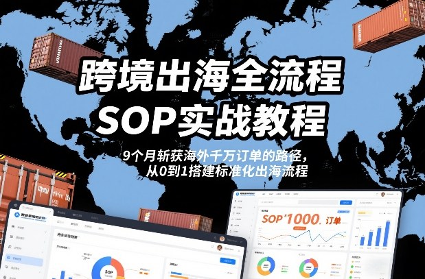 跨境出海全流程全盘托出SOP实战教程,9个月斩获海外千万订单的路径,从0到1搭建标准化出海流程-八瞄副业网