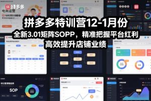 拼多多特训营12-1月份，全新3.01矩阵Sop，精准把握平台红利，高效提升店铺业绩-八瞄副业网