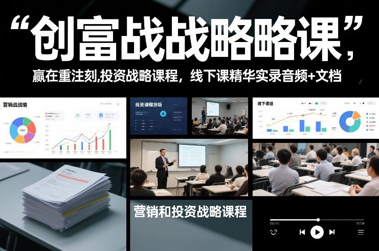 创富战略课，赢在重注时刻，营销和投资战略课程，线下课精华实录音频+文档-八瞄副业网