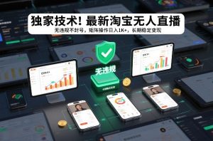独家技术！最新淘宝无人直播：无违规不封号，矩阵操作日入1K+，长期稳定变现【揭秘】-八瞄副业网