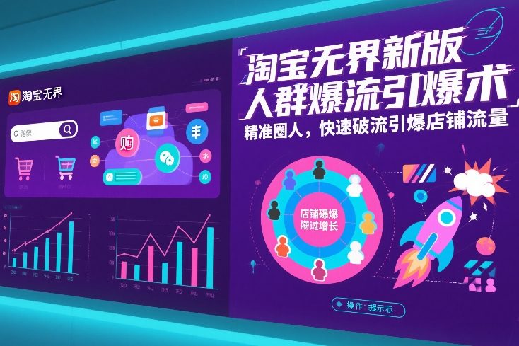 淘宝无界新版人群爆流引爆术，精准圈人，快速破流引爆店铺流量-八瞄副业网