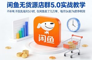闲鱼无货源店群5.0实战教学，不补单，不投流，每天5小时，在闲鱼卖了几万单，每月5k到7k的净利润-八瞄副业网