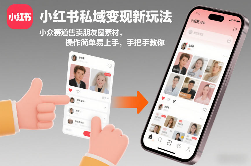 小红书私域变现新玩法，小众赛道售卖朋友圈素材，操作简单易上手，手把手教你-八瞄副业网