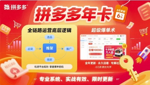 拼多多年卡，拼多多全链路运营底层逻辑，超级爆单术【更新26年1月】-八瞄副业网