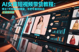 AI女装短视频带货教程：博主7天狂賺2W佣金，手把手复刻玩法，可直接照搬-八瞄副业网