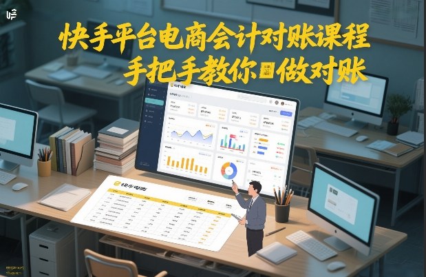 快手平台电商会计对账课程，手把手教你做对账-八瞄副业网