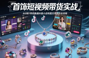 首饰短视频带货实战,从0到1带你跑通抖音小店和图文带货的全流程-八瞄副业网