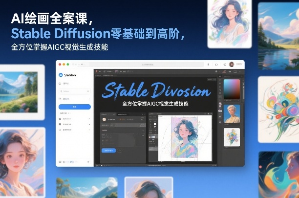 AI绘画全案课，Stable Diffusion零基础到高阶，全方位掌握AIGC视觉生成技能-八瞄副业网