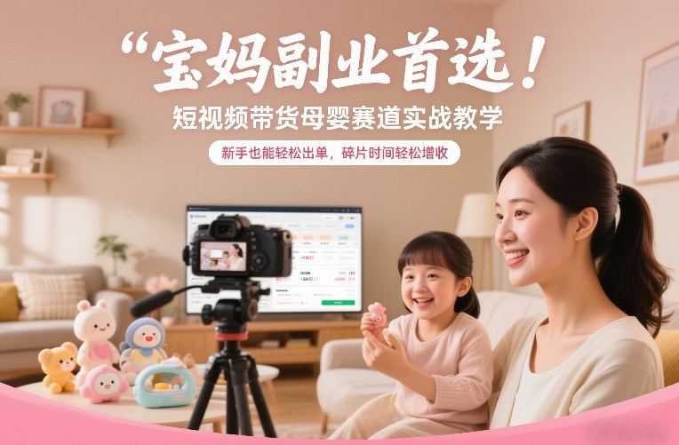 宝妈副业首选!短视频带货母婴赛道实战教学,新手也能轻松出单,碎片时间轻松增收-八瞄副业网