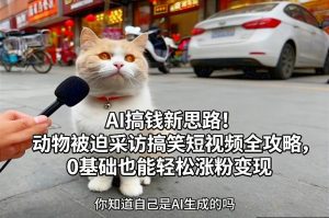 AI搞钱新思路！动物被迫采访搞笑短视频全攻略，0基础也能轻松涨粉变现-八瞄副业网
