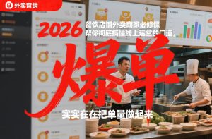 2026餐饮店铺外卖商家必修课，帮你彻底搞懂线上运营的门道，实实在在把单量做起来-八瞄副业网