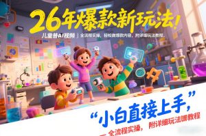 26年爆款新玩法，儿童科普AI视频，全流程实操，轻松做爆款内容，小白直接上手，附详细玩法教程-八瞄副业网