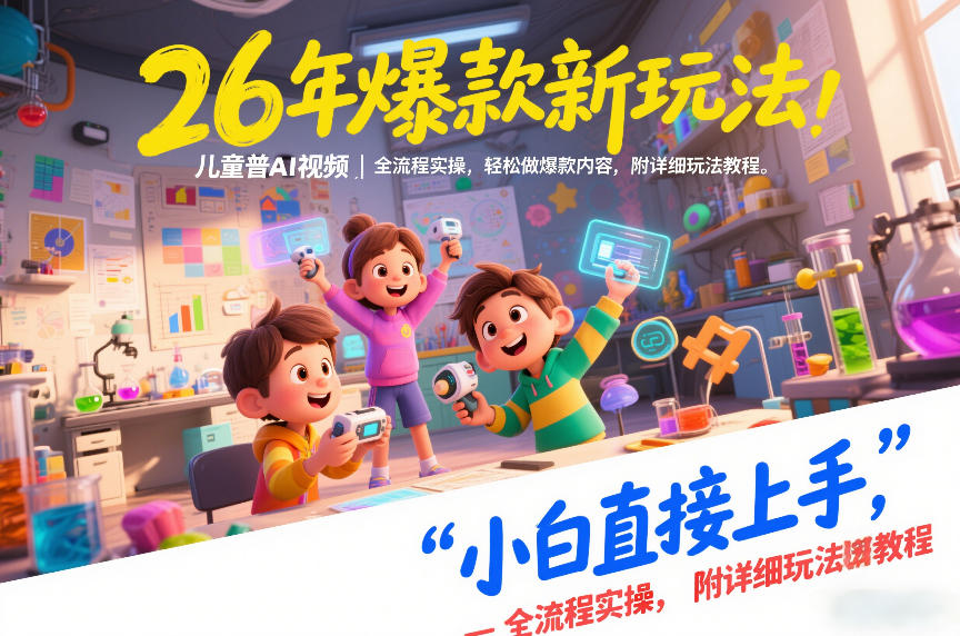 26年爆款新玩法，儿童科普AI视频，全流程实操，轻松做爆款内容，小白直接上手，附详细玩法教程-八瞄副业网