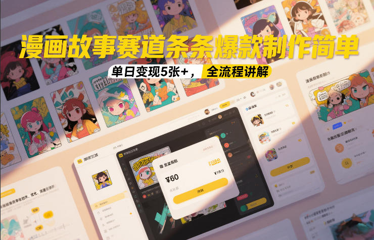 漫画故事赛道条条爆款制作简单，单日变现5张+，全流程讲解-八瞄副业网