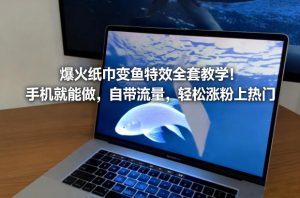 爆火纸巾变鱼特效全套教学！手机就能做，自带流量，轻松涨粉上热门-八瞄副业网