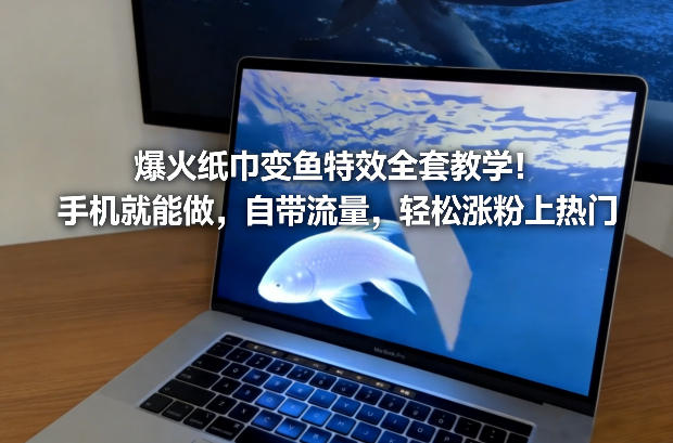 爆火纸巾变鱼特效全套教学！手机就能做，自带流量，轻松涨粉上热门-八瞄副业网