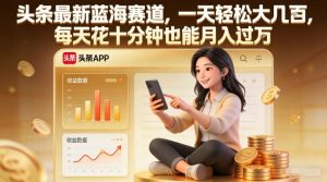 头条最新蓝海赛道，一天轻松大几张，每天花十分钟也能月入过1W【揭秘】-八瞄副业网