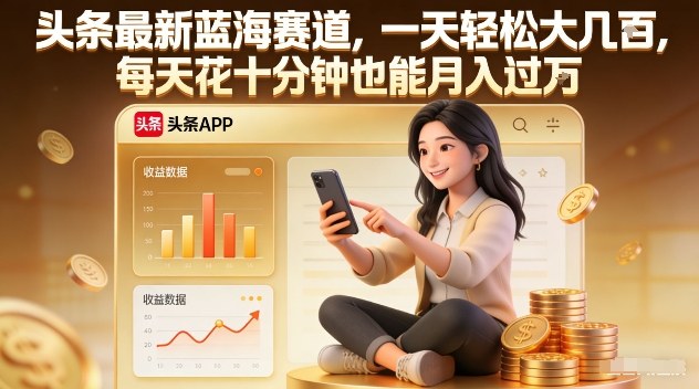 头条最新蓝海赛道，一天轻松大几张，每天花十分钟也能月入过1W【揭秘】-八瞄副业网