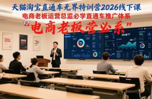 天猫淘宝直通车无界特训营2026线下课,电商老板运营总监必学直通车推广体系-八瞄副业网