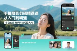 手机摄影剪辑精选课，从入门到精通，小白也能用手机轻松拍大片-八瞄副业网