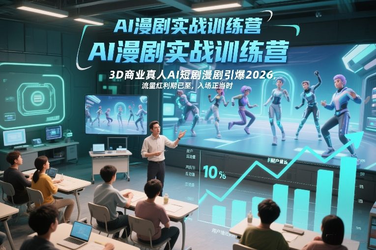 AI漫剧实战训练营，3D商业真人AI短剧漫剧引爆2026，流量红利期已至，入场正当时-八瞄副业网