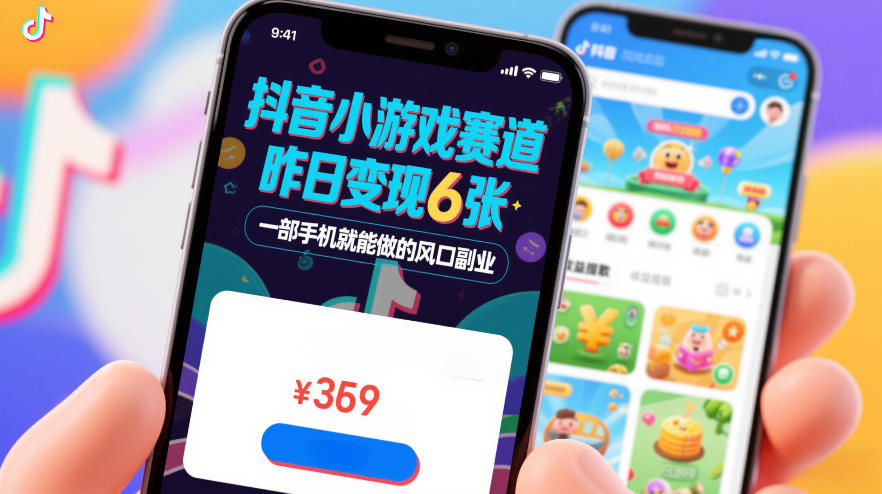 抖音小游戏赛道，昨日变现600+，零基础一部手机就能做的风口副业【揭秘】-八瞄副业网