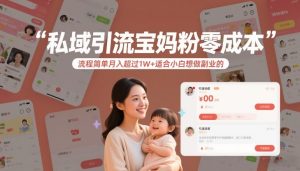 私域引流宝妈粉零成本流程简单月入超过1W+适合小白想做副业的-八瞄副业网