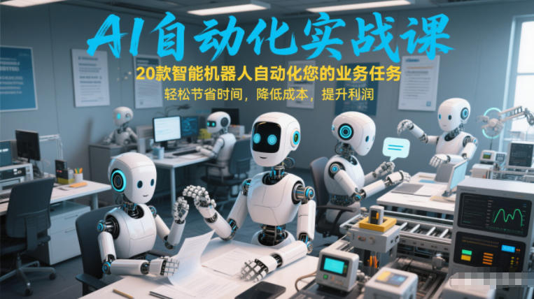 AI自动化实战课：20款智能机器人自动化您的业务任务，轻松节省时间，降低成本，提升利润-八瞄副业网
