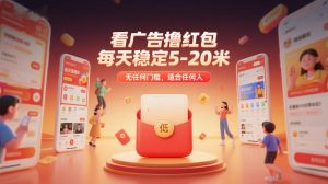 看广告撸红包，每天稳定5-20米，无任何门槛，适合任何人-八瞄副业网