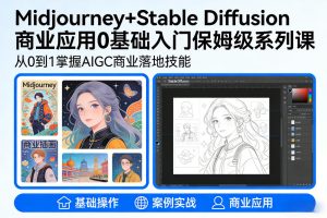 AIGC商业应用Midjourney+Stable Diffusion教程，0基础入门保姆级系列课-八瞄副业网
