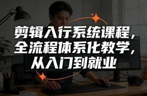 剪辑入行系统课程，全流程体系化教学，从入门到就业-八瞄副业网