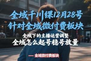 全域千川线下课12月28号,针对全域微付费板块,全域下的主播运营调整,全域怎么起号稳号放量-八瞄副业网