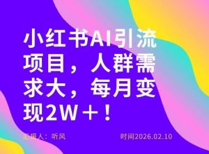 她通过这个AI项目每月做到2W＋的收入，最新小红书AI项目，人群需求大！-八瞄副业网