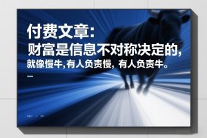 付费文章：财富是信息不对称决定的，就像慢牛，有人负责慢，有人负责牛-八瞄副业网